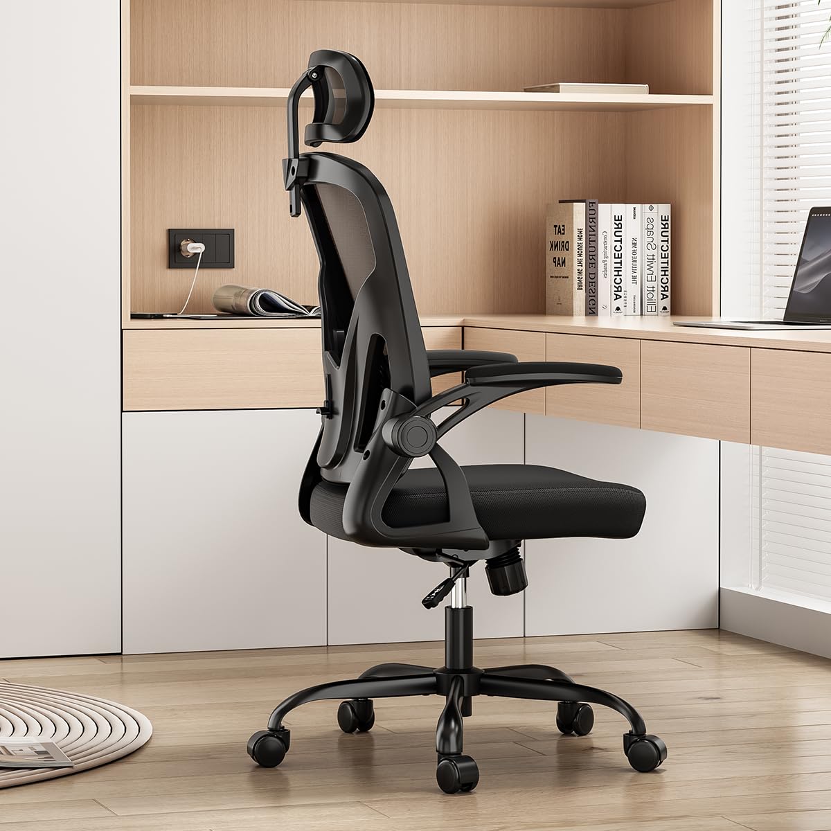 Farini Sedia ergonomica da scrivania con poggiatesta, per casa, ufficio, computer, sedia direzionale con bracciolo, 150 kg con ruote