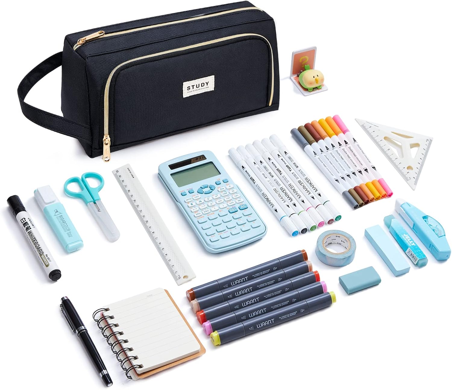 KALIDI Groß Federmäppchen 2 Fächer Mäppchen für Mädchen und Jungen | Tragbarer Griff Wasserdicht Federmappe Mädchen Federtasche Etui Pencil Case Cord Nylon Schule School Schulsachen