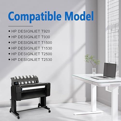 Miniatura 2 de KSUMEI HP 727 Cartucho de tinta remanufacturado compatible con impresoras HP DesignJet T920 T930 T1500 T1530 T2500 T2530 300 ML negro mate (C1Q12A)