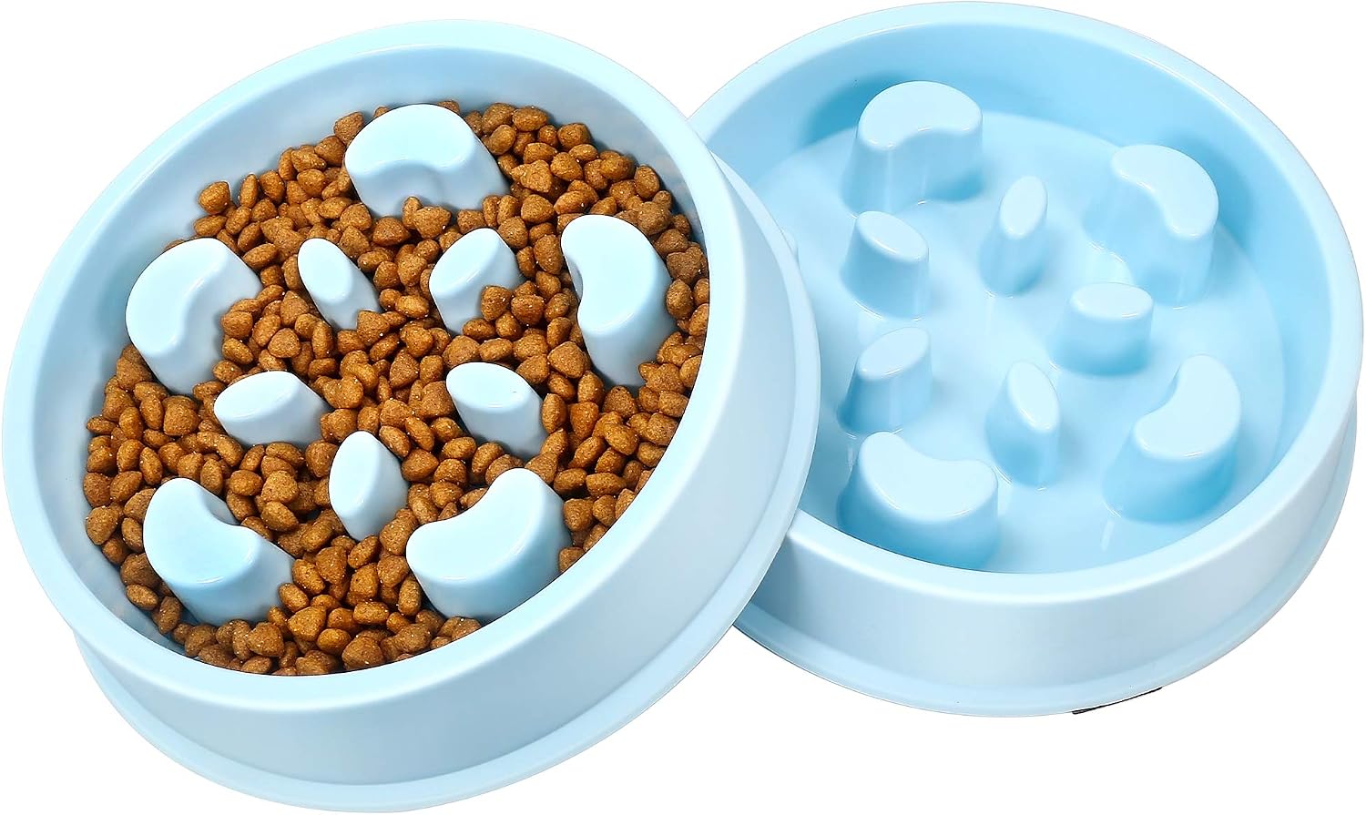 UPSKY Slow Feeder Dog Bowl No Choking Slow Feeder Bloat Stop Dog Food Water Bowl with Funny Pattern for Medium Small Breed & Puppies. (Set of 2)