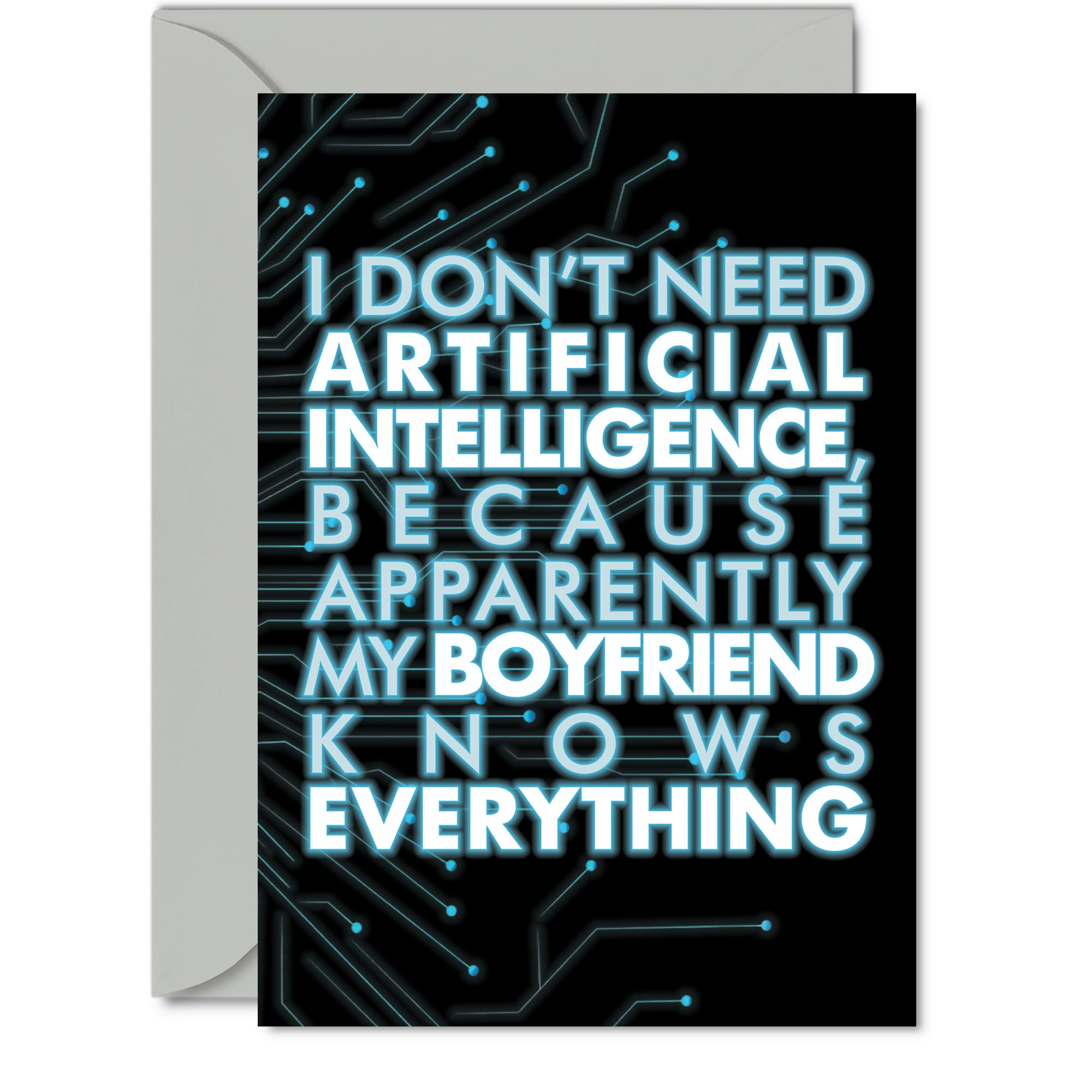 Boyfriend Birthday Card - AI Party - Happy Birthday Card for Boyfriend from Girlfriend Partner, A5 knows Bday Greeting Cards