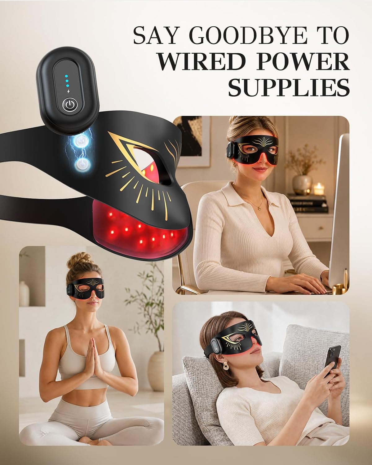 Red Light Therapy for Eyes,Under Eye Red Light Therapy Mask,630nm Red Light & 850nm Infrared Red Light Therapy for Anti-Aging,Boost Collagen,Reduce Dark Circles