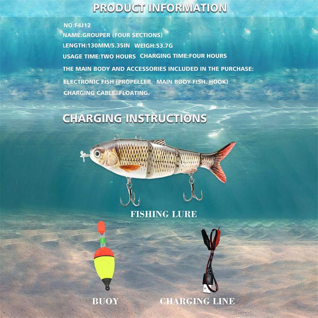 Robotique Piscine Pêche électrique Leurres Multi Jointed Swimbaits LED 13cm 42g