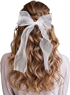 2PCS Bridal Hair Bow Clip Veil, White Tulle Bridal Veil Hair Clip, Organza Bow Hairs Clips, Bride Wedding Hairs Bows, Wedding Headwear for Women and Girls