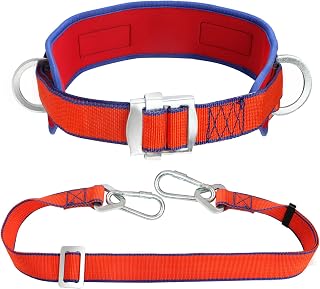 TRSMIMA Tree Climbing Safety Harness with Adjustable Lanyard & Breathable Waist Pad - Fall Protection Belt for Arborists