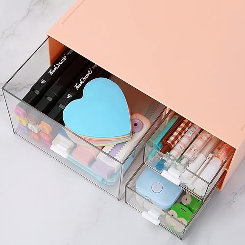 Miniatura 7 de LETURE Organizador de escritorio de oficina con 3 cajones, organizador de maquillaje de tocador, organizador de cosméticos de plástico para encimera