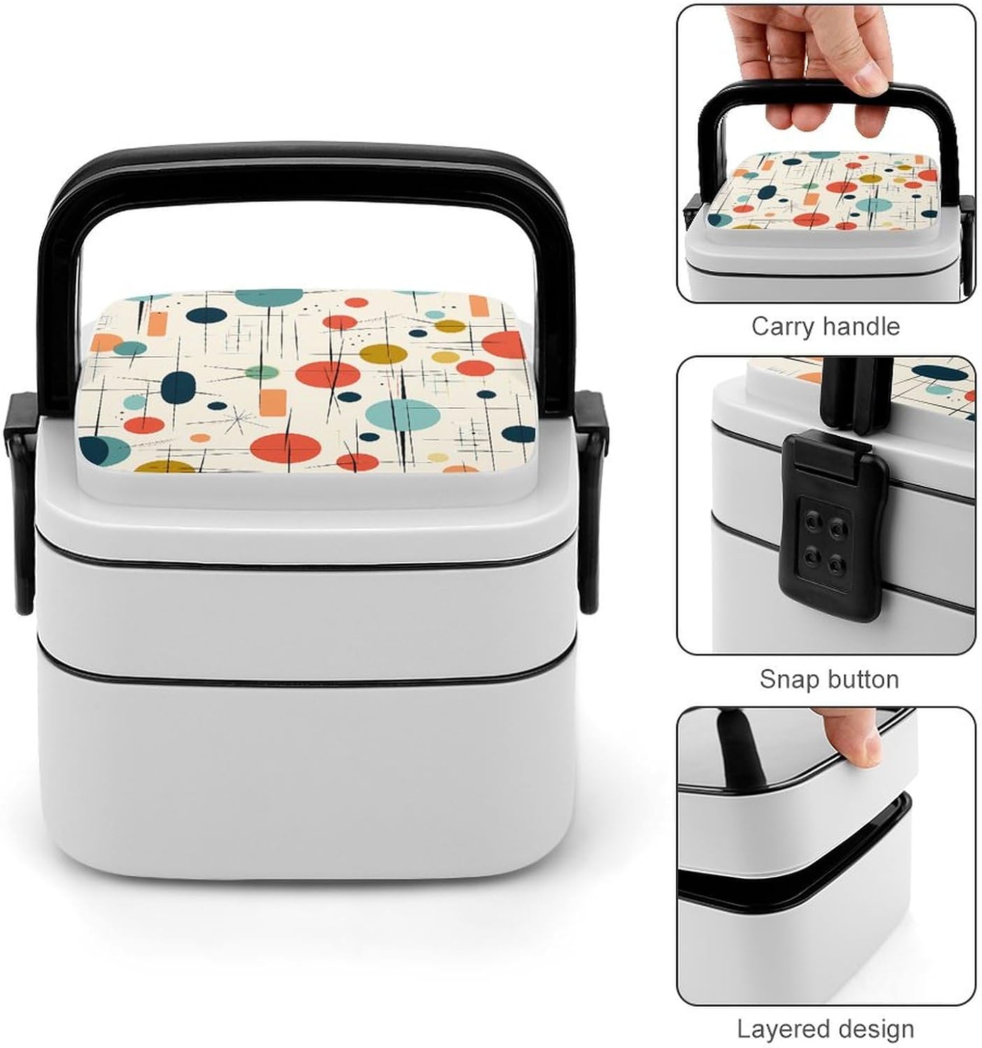 Modern Mid Century Bento Box Adult Lunch Box for Men Women Leak-Proof Lunchbox with Spoon 2 Compartment Large Lunch Container for Work Dining Camping, XB0602028