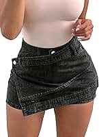 Minissaia jeans feminina, saia curta, sexy, cintura alta, assimétrica, elástica