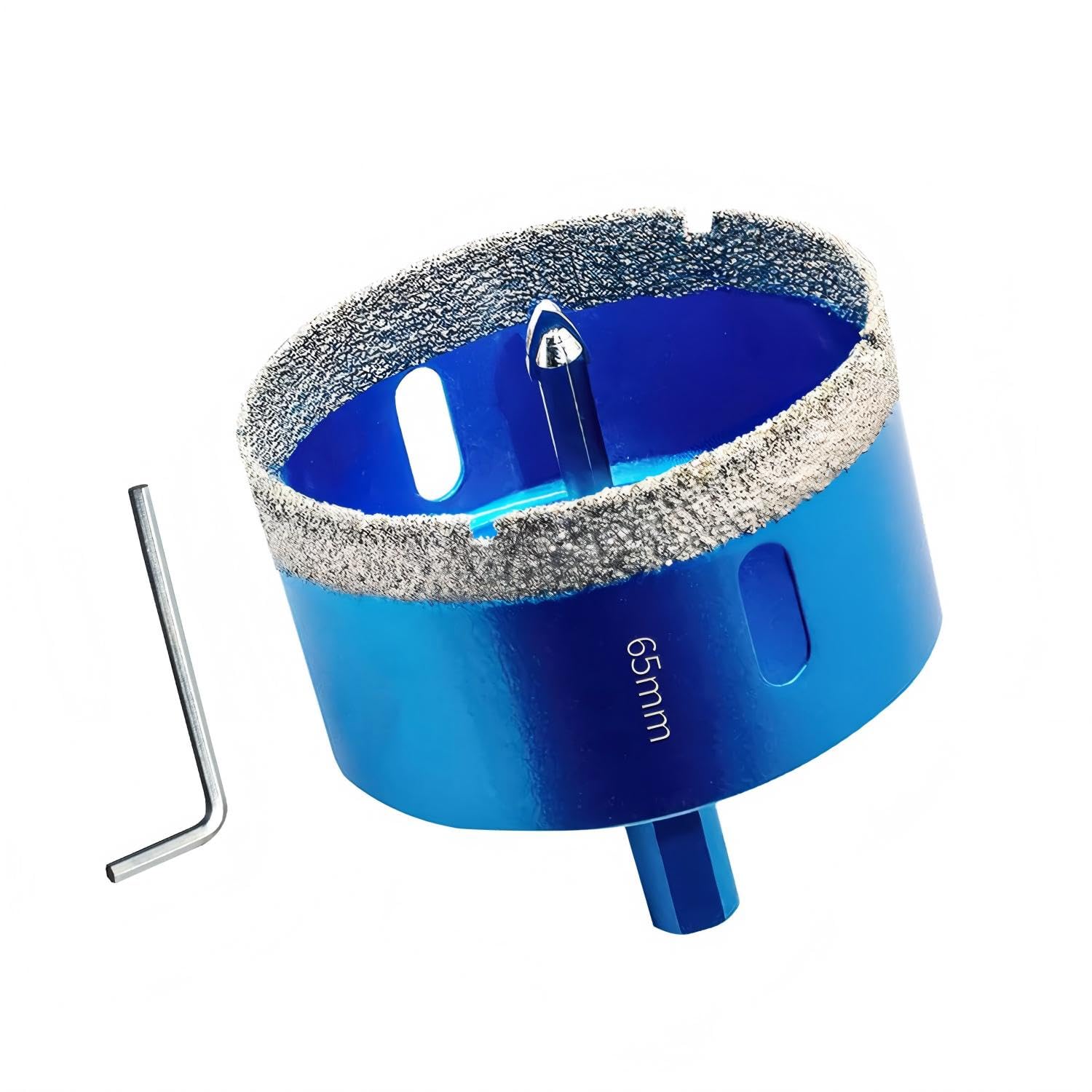 65MM Diamond Hole Saw with Pilot Center Drill Bit,Glass Hole Saw Core Drill Bit with Diamond Surface Coating,Vacuum Brazed Diamond Core Hole Cutter for Tile,Porcelain,Glass