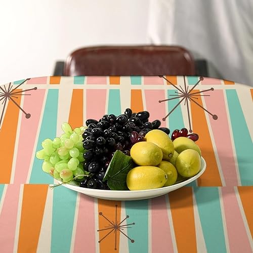 Miniatura 993 de Mantel floral hippie, diseño retro de los años 70, naranja, rosa, azul, floral, bohemio, estampado estético de margaritas, para fiesta, picnic