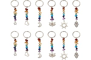 24Pcs Natural Crystal Keychains for Car Key Bag Decoration