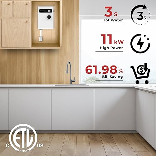 Vista 28 de CAMPLUX - Calentador de agua eléctrico sin tanque de 4.5 kW 120 V, calentador de agua instantáneo para debajo del fregadero, punto de uso, ahorra