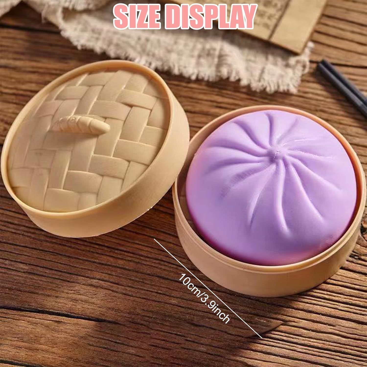 Little Dumplings Stress Ball Squishy Toys, Dumpling Squishy Mystery Box Glitter, Anxiety Relief Fidget Set for Adults Bao Bun Squishy, Cute Decompression Ornament for Office Desk Decor (Purple)