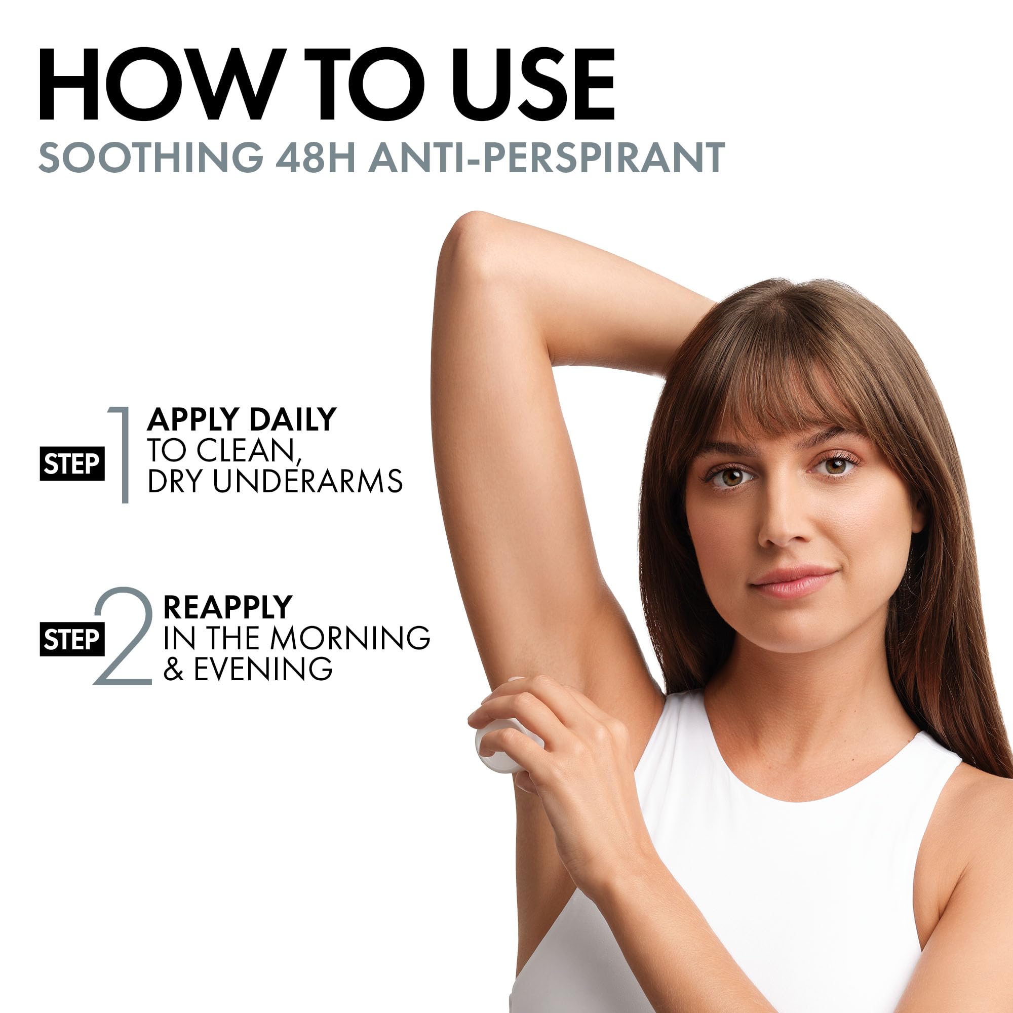 Vichy Soothing 48H Deodorant Roll-On for Sensitive Skin 50ml – Gentle Anti-Sweat & Anti-Odour Protection, Calms Irritation, No White Marks, Alcohol-Reduced Comfort