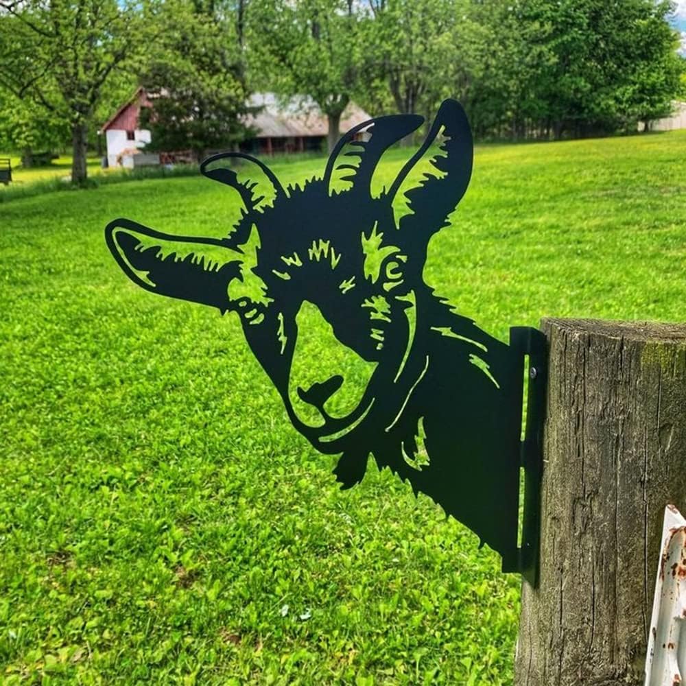 Farm Peeping Sheep Metal Art Outdoor Decor Garden Fence Decoration, Farmhouse Backyard Hang Artwork Wall Decor, Outdoor Yard Patio Lawn Statue Gift for Loved Dad Grandpa, Sheep