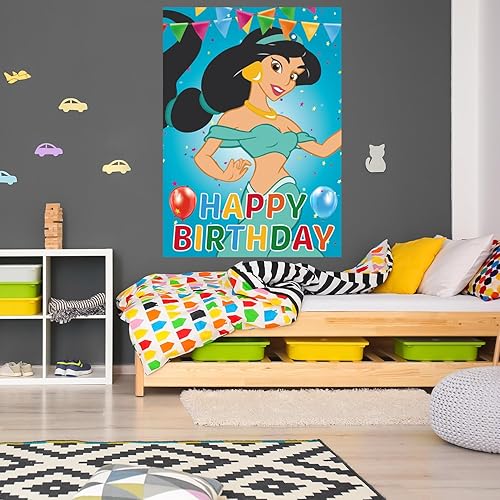 Miniatura 5 de Suministros de fiesta de cumpleaños de princesa jazmín, decoración de fiesta de cumpleaños de princesa jazmín, juego de pines, póster grande para