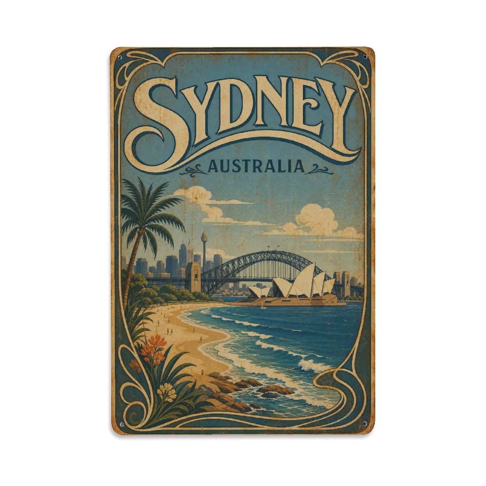 Sydney Australia Coastal Harbor Travel Classic Metal Tin Sign