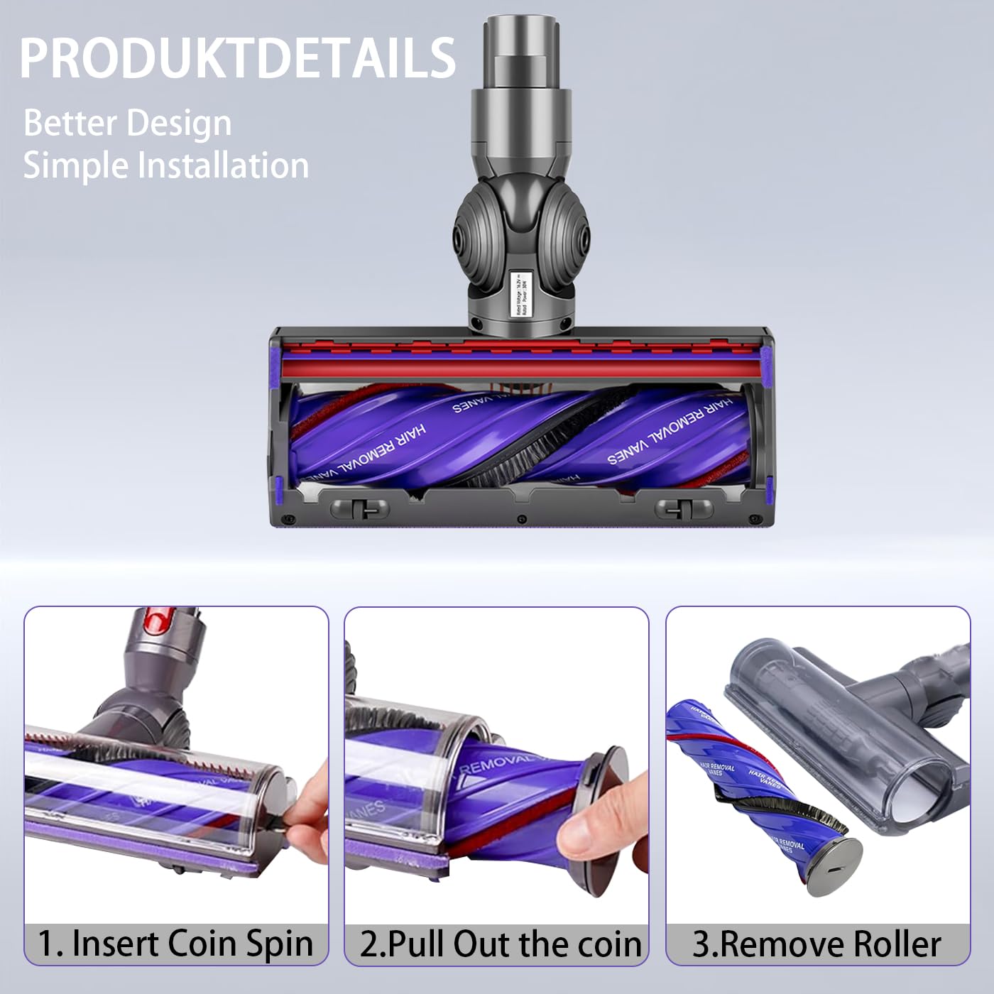 Recambios Cepillo Motorizado Compatible para Dyson V7 V8 V10 V11 V15, Turbina Cabezal de Limpieza Directa para Dyson V7 V8 V10 V11 V15, Accesorios Cabezal de turbina Apto para Moquetas y Suelos Duros