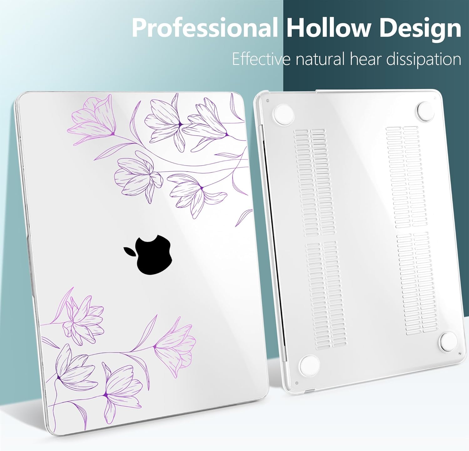 TWOLSKOO for MacBook Air 15 inch Case 2025 2024 2023 Release M4 A3241 M3 A3114 M2 A2941, Plastic Hard Shell & Screen Protector & Keyboard Cover & Type C Adapter, Engraved Floral2 - Image 6