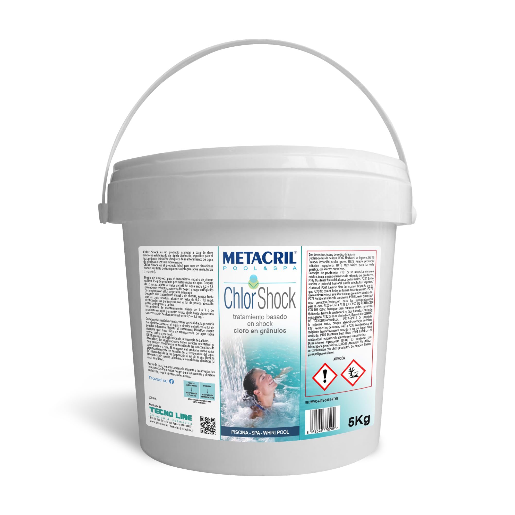 Metacril chlor Shock kg. – Cloro (dicloro) rápida disolución en Gránulos para Tratamiento Shock. Pack de 5 Kilos para Piscina y SPA de hidromasaje – Envío inmediata | En gránulos, tratamiento de choque, ideal para piscina y spa de hidromasaje