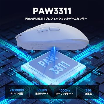 ATTACK SHARK G6 Gaming Mouse Ultra Lightweight Wireless/Bluetooth/USB PAWW3311 Sensor 24000DPI