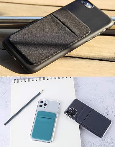 Miniatura 6 de Paquete de 3 fundas adhesivas tipo bolsillo para la parte posterior del teléfono, estuche de licra elástica para guardar tarjetas de crédito,