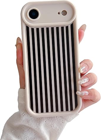 Compatible for iPhone 17 Air Case Aesthetic Cute Fashion Striped Design for Women Girl, Soft TPU Shockproof and Protective for iPhone 17 Air- Black