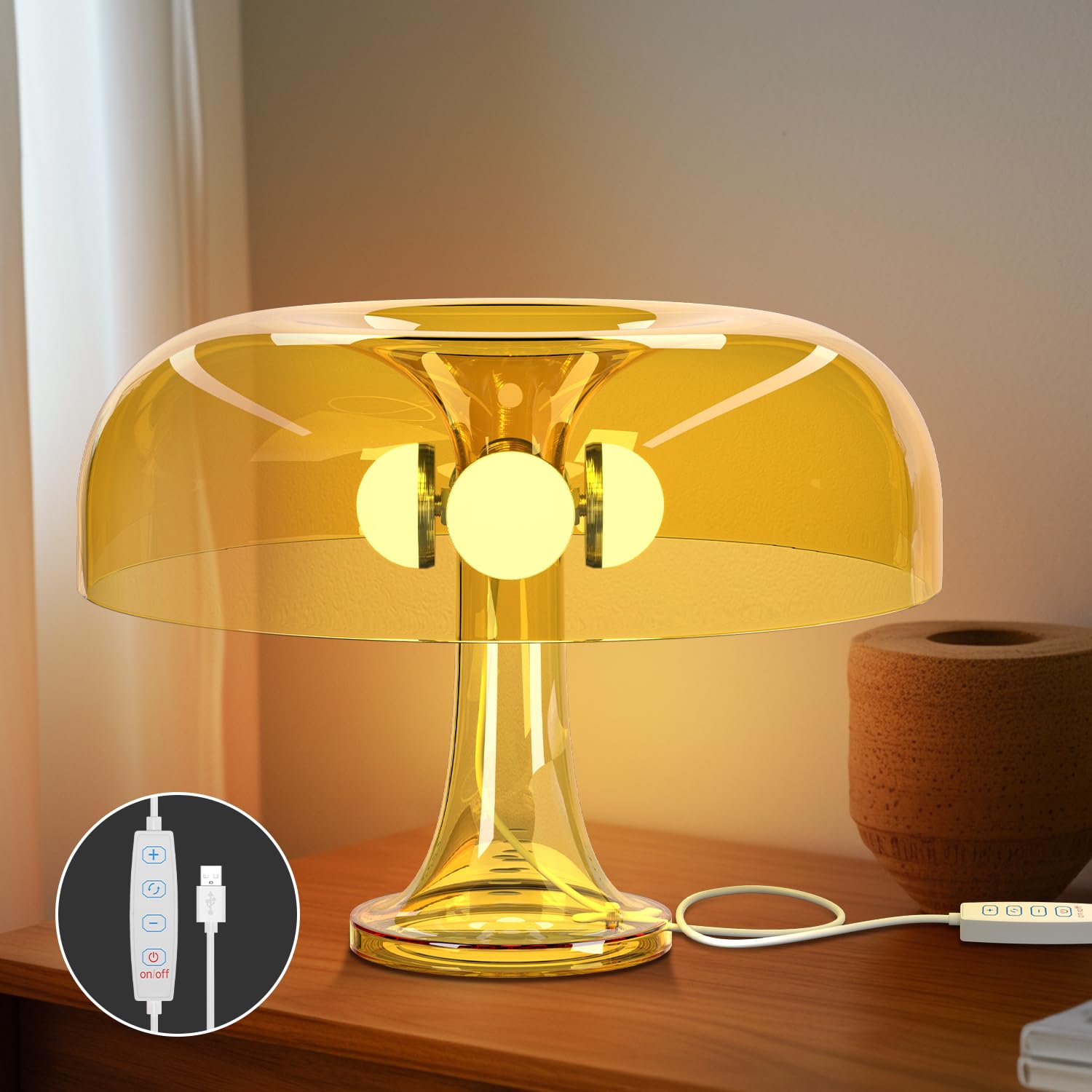 Retro Mushroom Table Lamp Color Temperature And Dimmable Inline