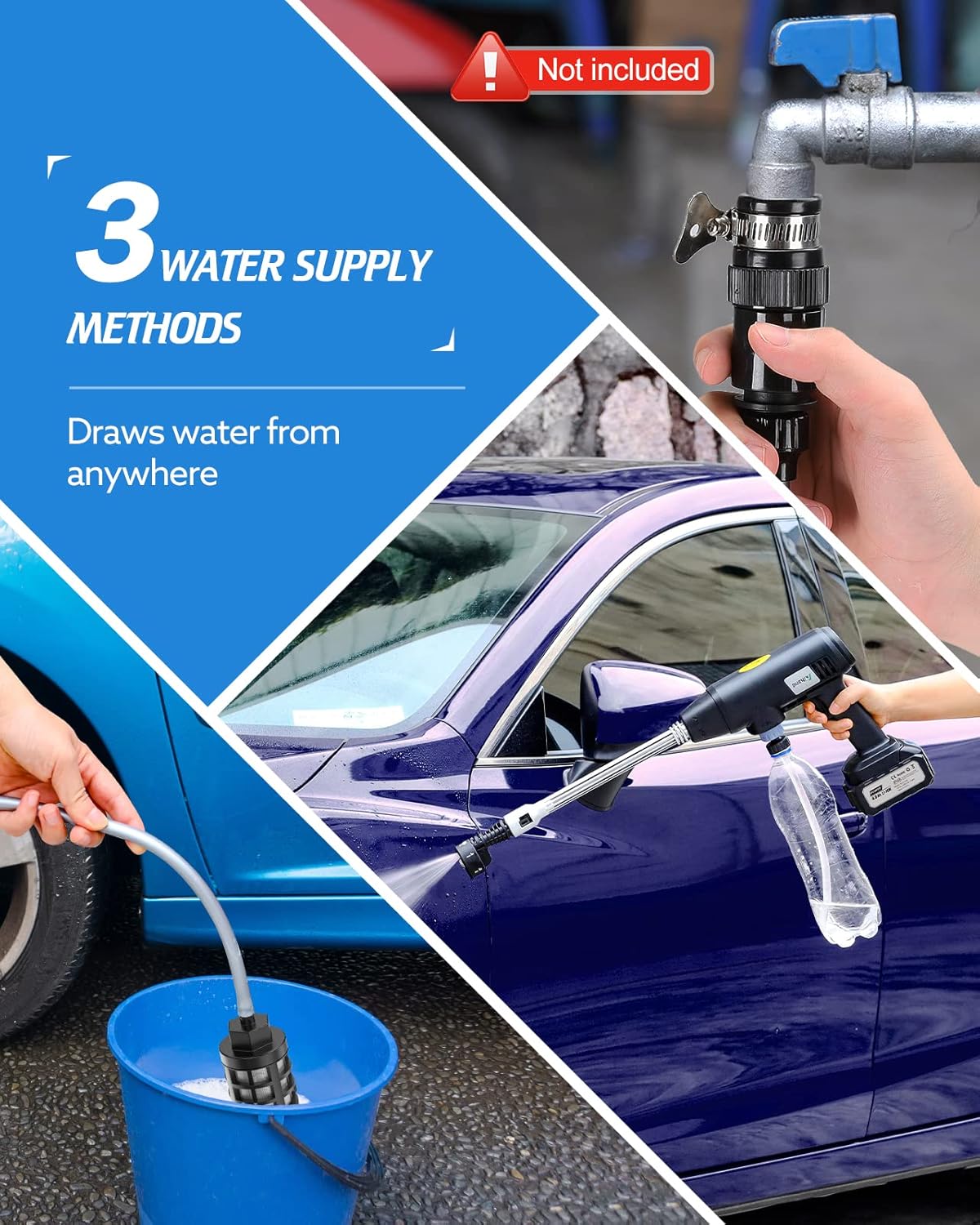 Aihand Cordless Power Washer, 652PSI Cordless Pressure Washer with Rechargeable 4.0Ah Battery, 6-in-1 Nozzle, Portable Pressure Washer for Car/Fence/Floor Cleaning & Watering, Charger Included