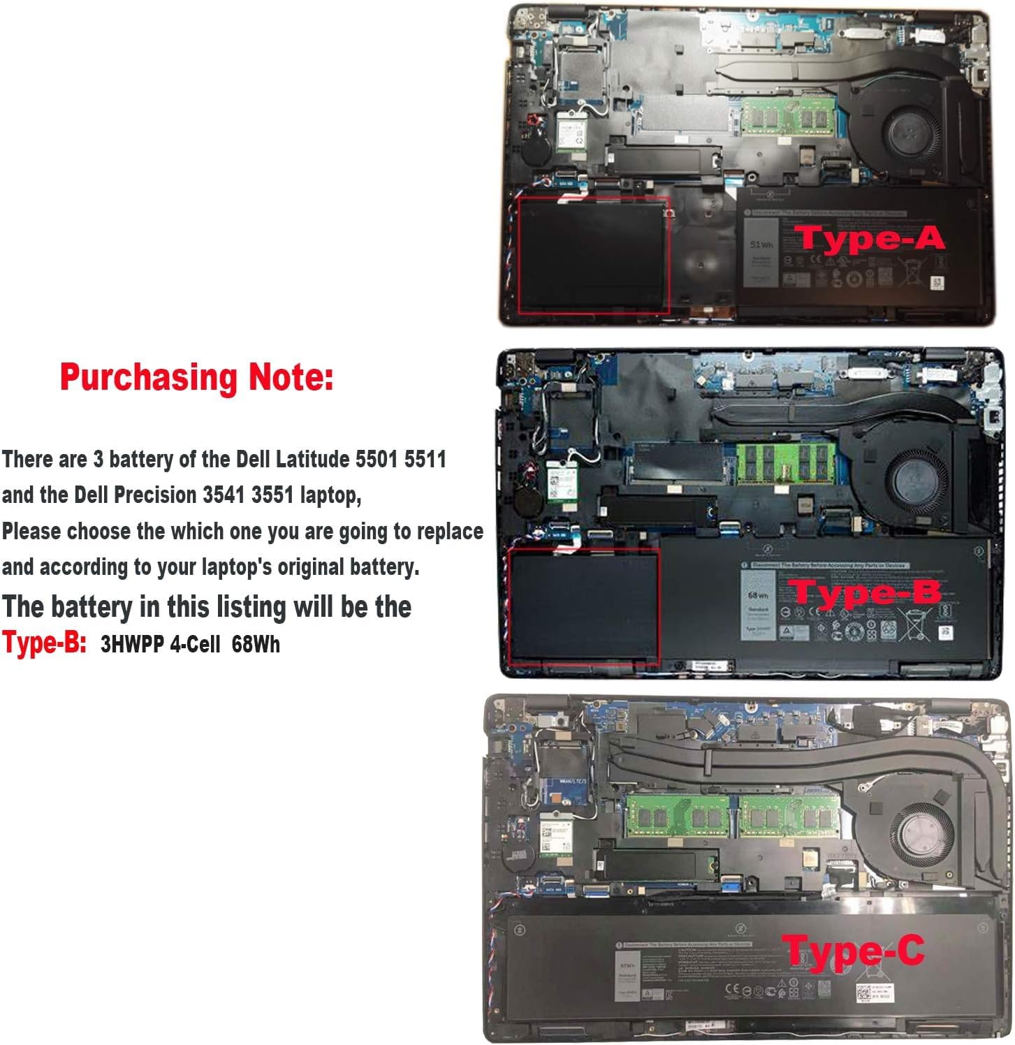 Batterie D'ordinateur Portable Pour DELL Latitude, 3HWPP, 5401, 5410, 5411, 5501, 5510, 5511, Precision 3541, 3551, Inspiron 7706, 2 En 1, Inspiron 17, 7500