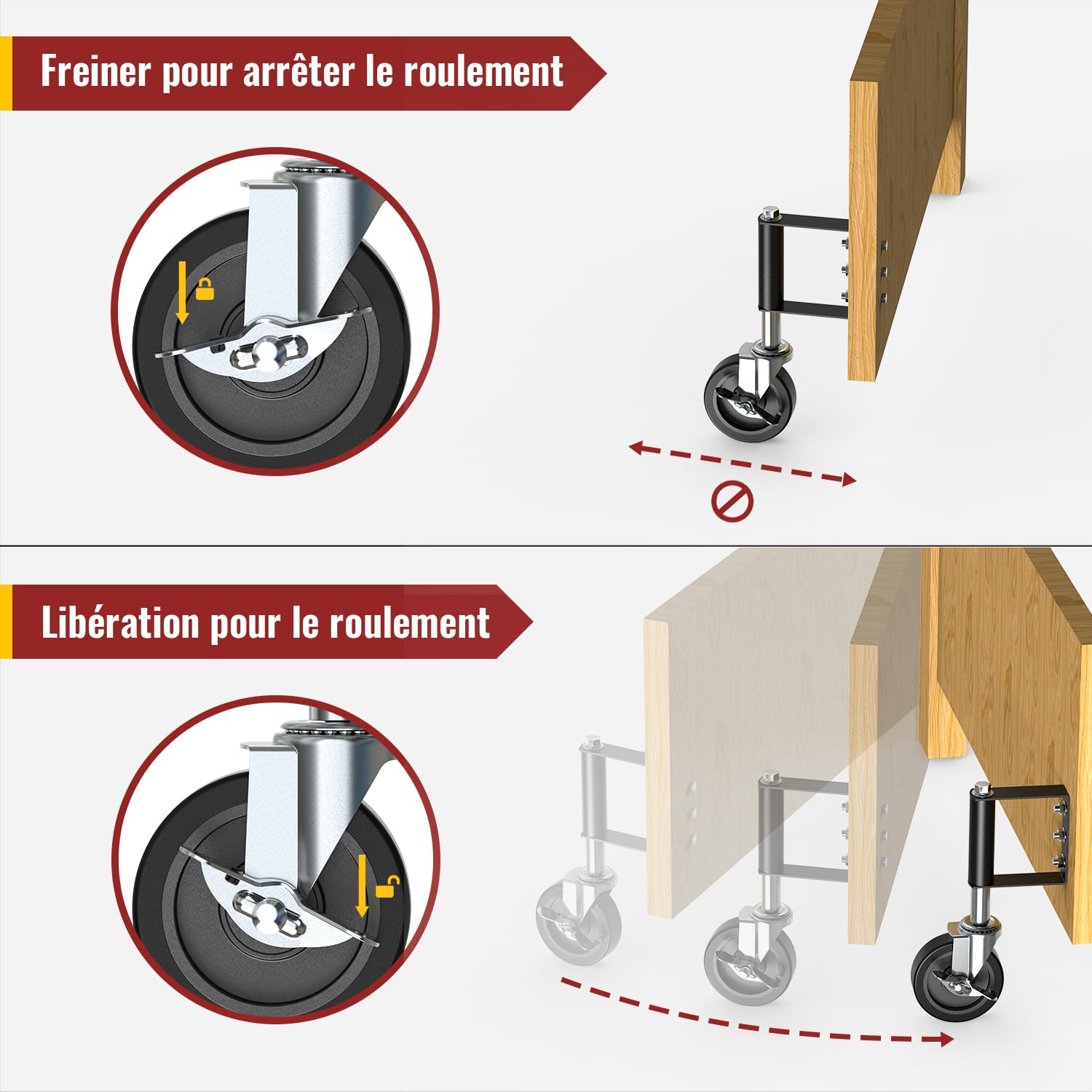 HOLKIE Roue de Portail Robuste 100mm Roulettes à Ressort Roulettes Pivotantes Roue de Portail pour Bois et Clôture Capacité 100 Kg (Noir)