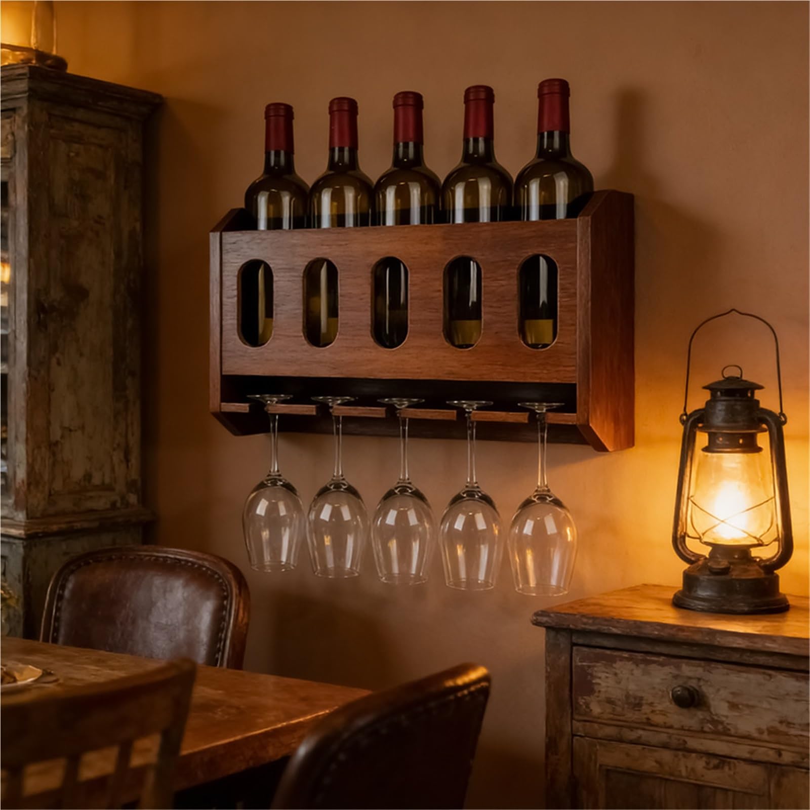 Portabottiglie da Tavolo Espositore for portabottiglie da Parete in Legno for Vino Portabottiglie in bambù