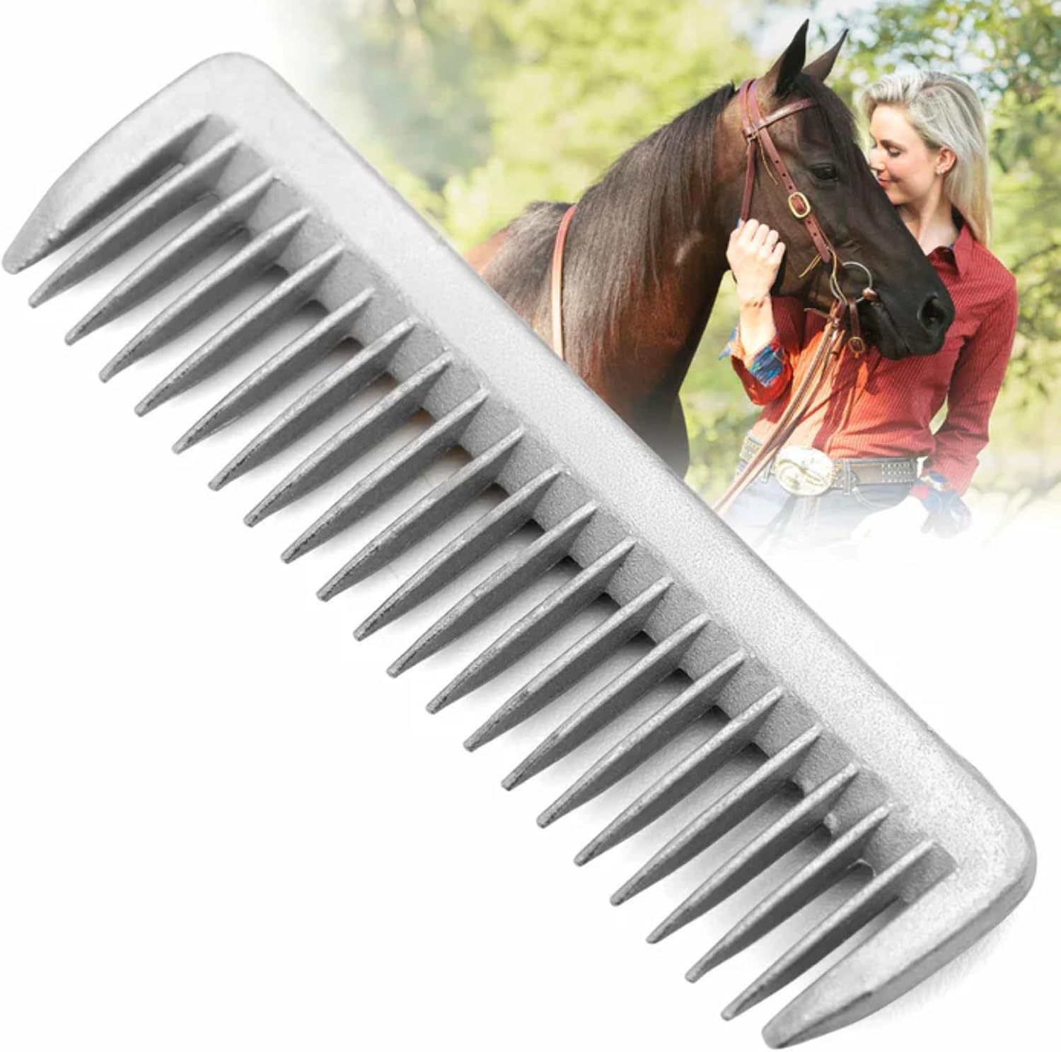 Jeffers Equine Aluminum Pulling Comb – Lightweight Mane & Tail Grooming Comb for Horses – Detangling, Thinning, Equestrian Grooming Tool for Barn, Travel, Show, Tack Kit, Horse Care, Gifts