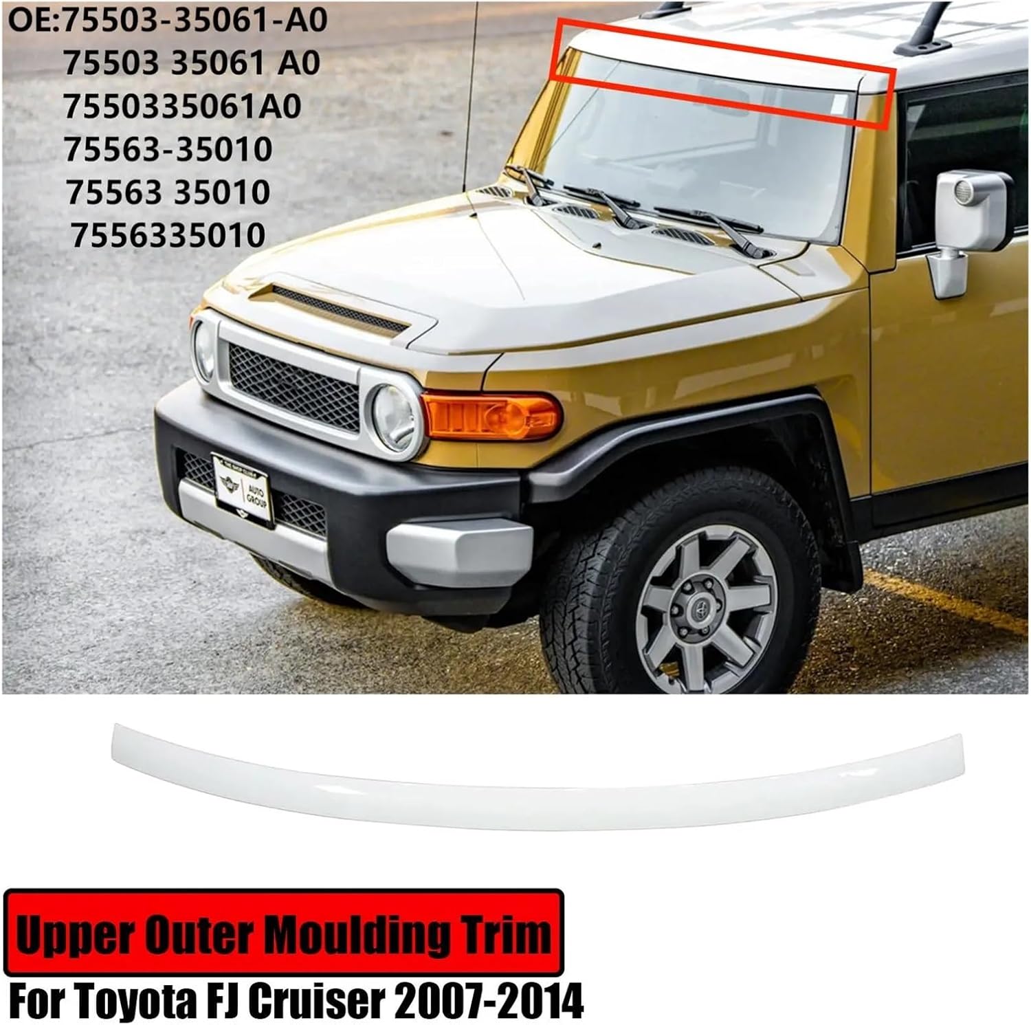 トヨタ FJ クルーザー 2007-2014 上部アウターモールディングトリム