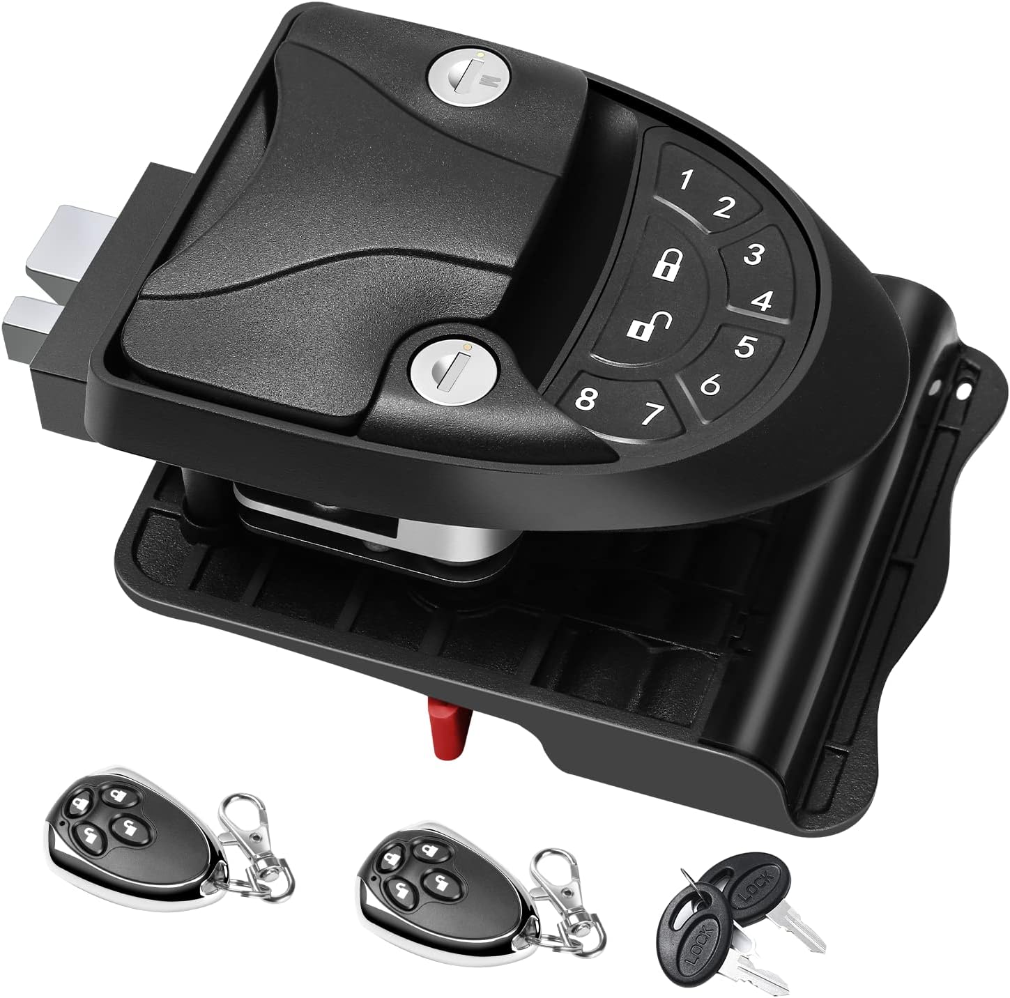 Waterproof RV Door Lock, Keyless Entry with Remote Key Fobs and Backlit Keypad, 100% Metal, Black
