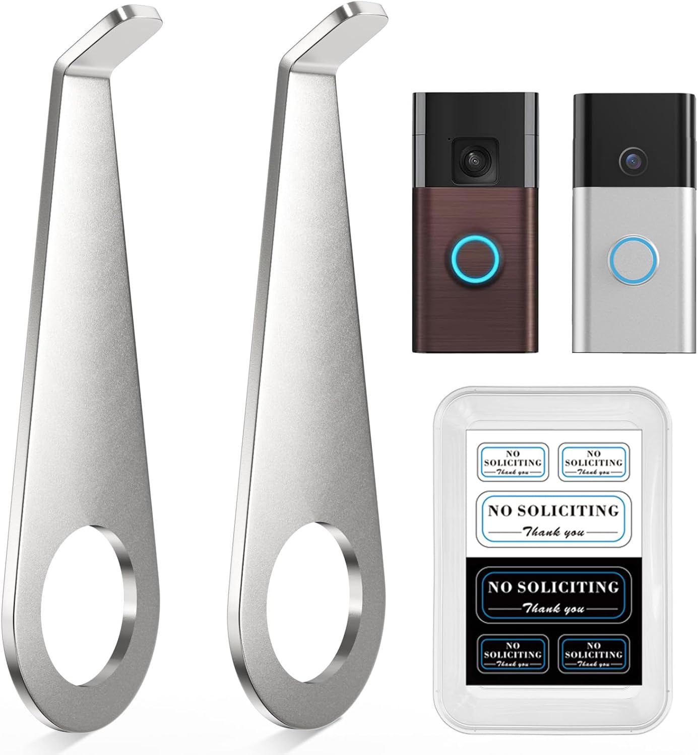 Ring Video Doorbell Key Replacement Tool, Doorbell Camera Opening Key Tool Compatible with Ring Battery Doorbell (2024 Release) with Small No Soliciting Signs, Secure Removal Key Tool (2 Pcs)