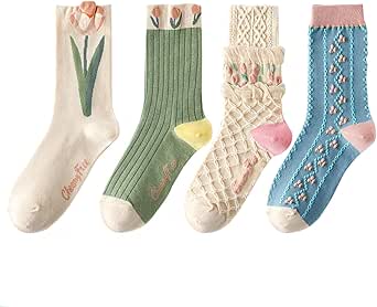 Lot De 10 Paires Chaussettes Eco Mignonnes Pour Femmes/filles - Coton 70%, Motifs Variés, Confortables