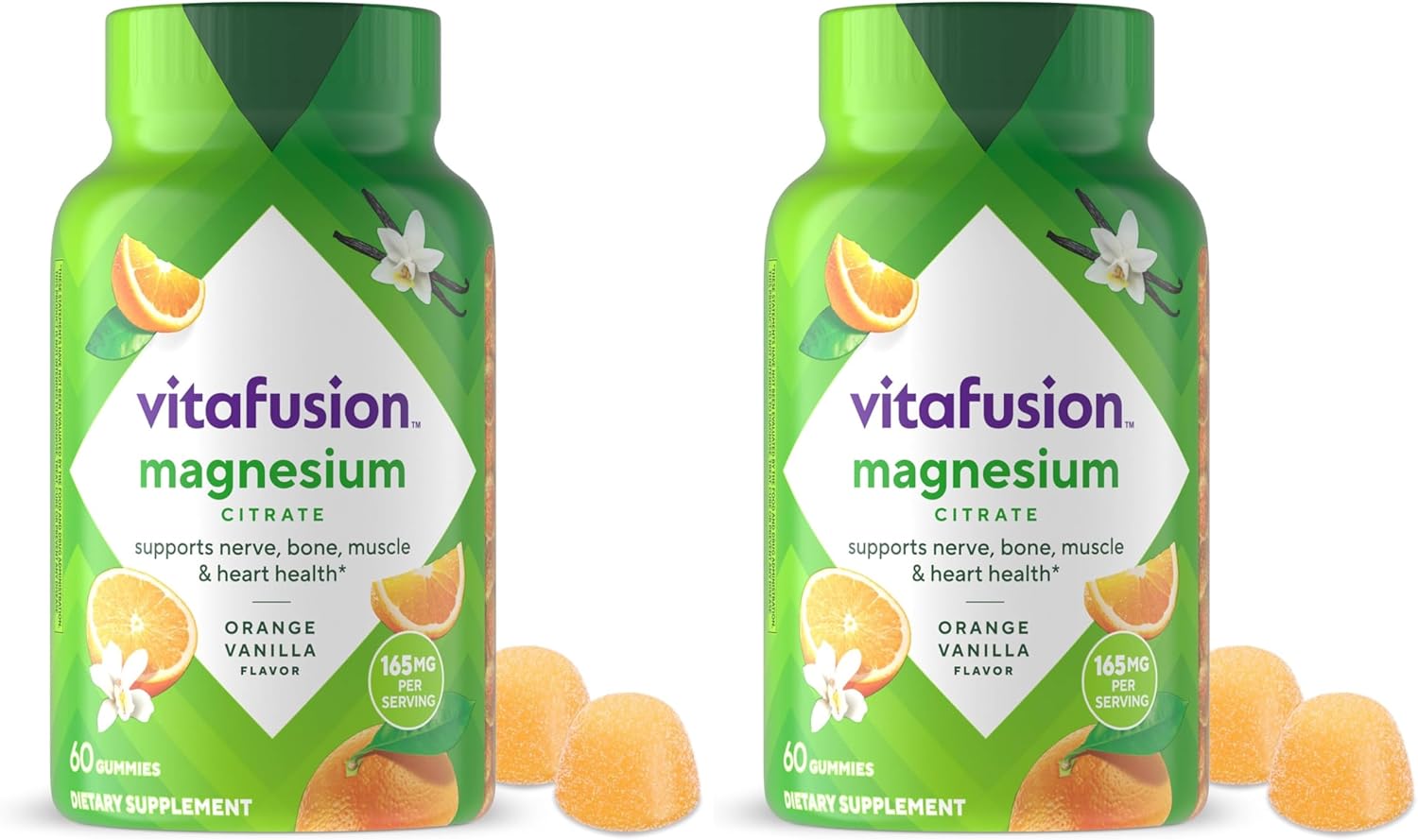 vitafusion Magnesium Gummy Supplement, Bring Calm to Your Vitamin Routine, Tropical Citrus Flavor, 60 Gummies, (Pack of 2)