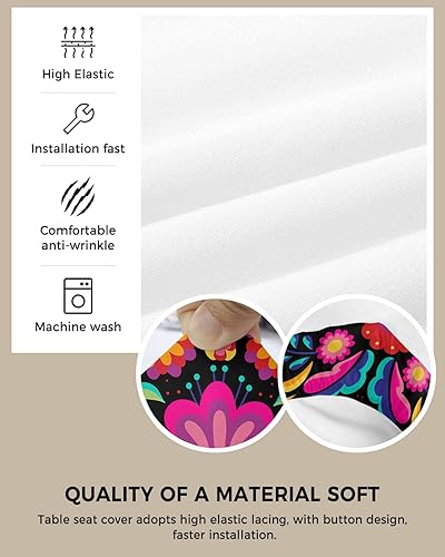 Miniatura 2 de Juego de 4 fundas de asiento coloridas con patrón mexicano floral para sillas de comedor, fundas de asiento de silla de oficina, fundas de asiento