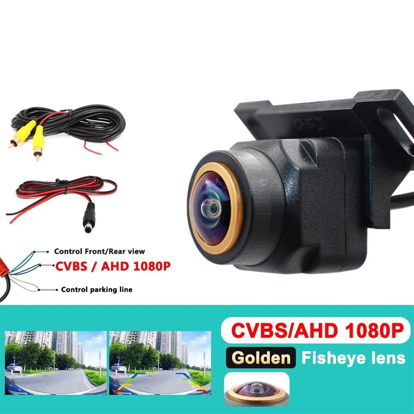 Cámara De Visión Trasera Grados Hd Cámara De Visión Trasera AHD 1080P Con Nocturna Universal HD Gran Angular 180 Grados Resistente Al Agua(AHD 1080P)