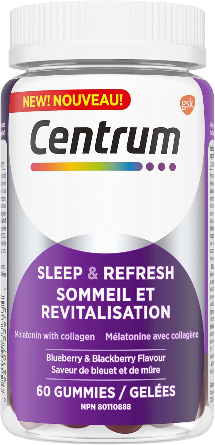 Centrum Sleep and Refresh, Contains Melatonin and Collagen for Sleep