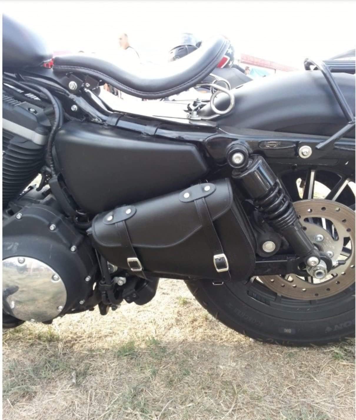 Sacoche en cuir noir Triangulaire pratique utile indispensable porte-objets outils documents mono côté gauche fourche motard moto Harley 883 1200 XL Sportster