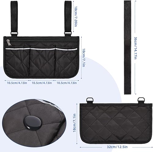 Miniatura 2 de YGYQZ Accesorios para reposabrazos de silla de ruedas, bolsas laterales para colgar en el lado con bolsas de caminante de línea brillante
