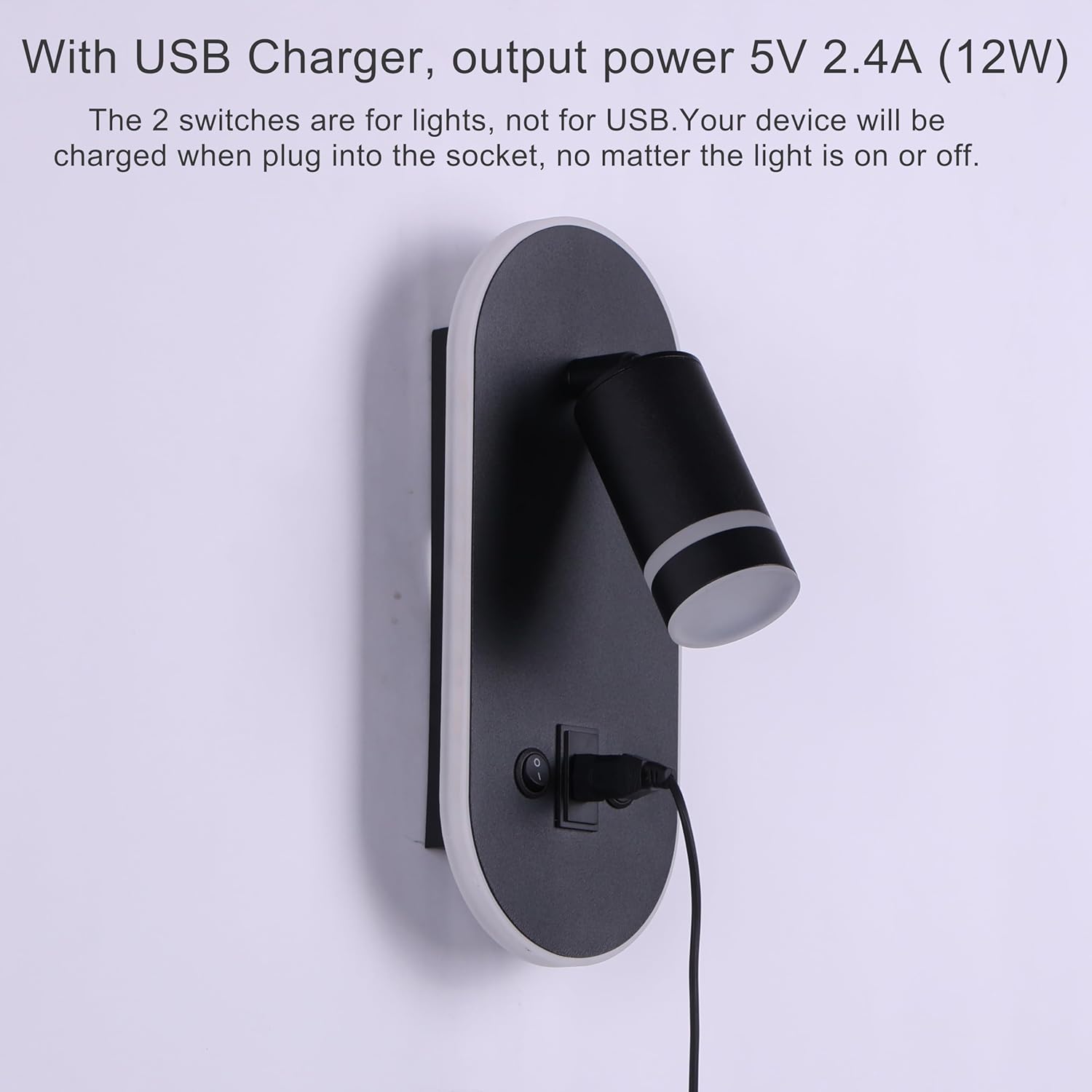 RV LED Wall Sconce Light Fixture with ON/Off Switch and USB Charging Port - 12V Bedside & Ceiling Light Fixture, 4000K Natural White Inrerior for Motorhome Marine Bedroom