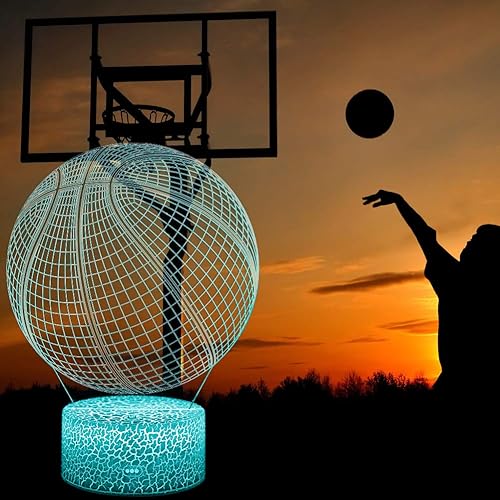 Miniatura 2 de Luz nocturna de baloncesto, efecto ilusión 3D, luz de lámpara con control remoto, colores RGB y regulables, ideas de regalo de Navidad para amantes
