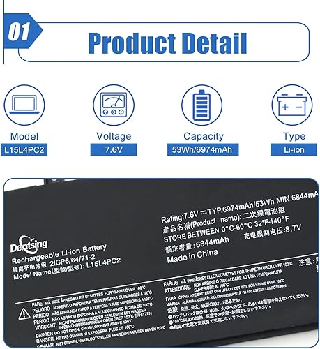 Dentsing L15L4PC2 L15M4PC2 - Batería para portátil compatible con Lenovo Yoga 710-14IKB 710-14ISK 710-15IKB 710-15ISK 710-14ISK-IFI 710-14ISK-ISE