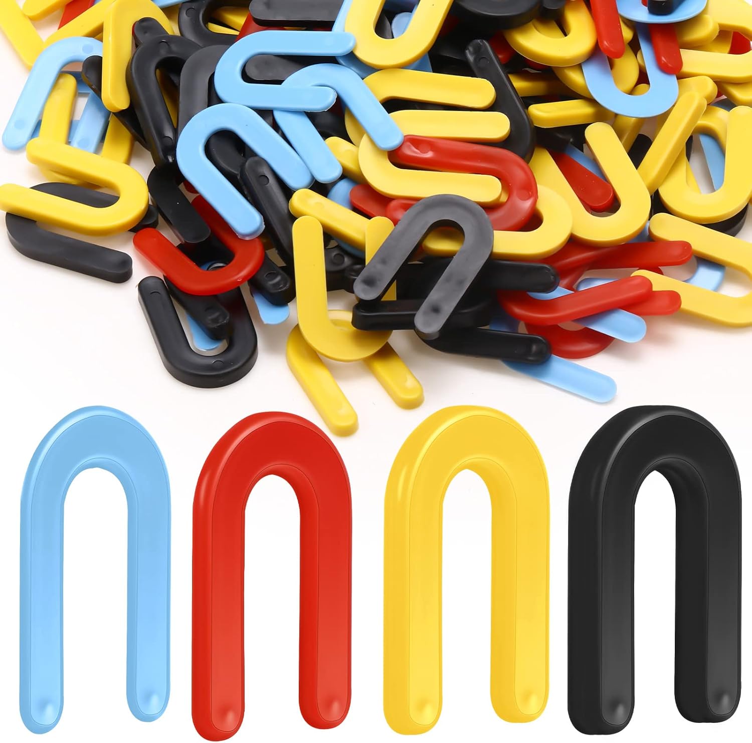Plastic Shims Horseshoe Shims U Tile Spacers for Leveling, 1/4 Inch, 3/16 Inch, 1/8‘', 1/16‘', Black, Yellow, Red, Blue