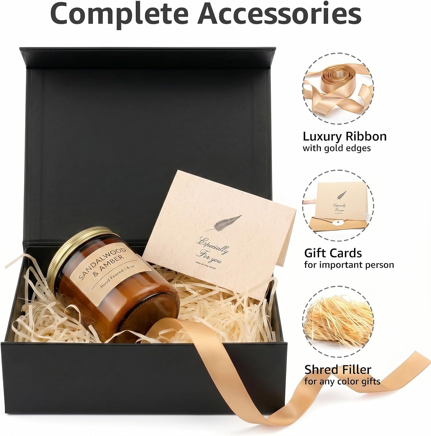Black Birthday Gift Box with Magnetic Lid for Presents, 9.5"x7"x3.5" image 4