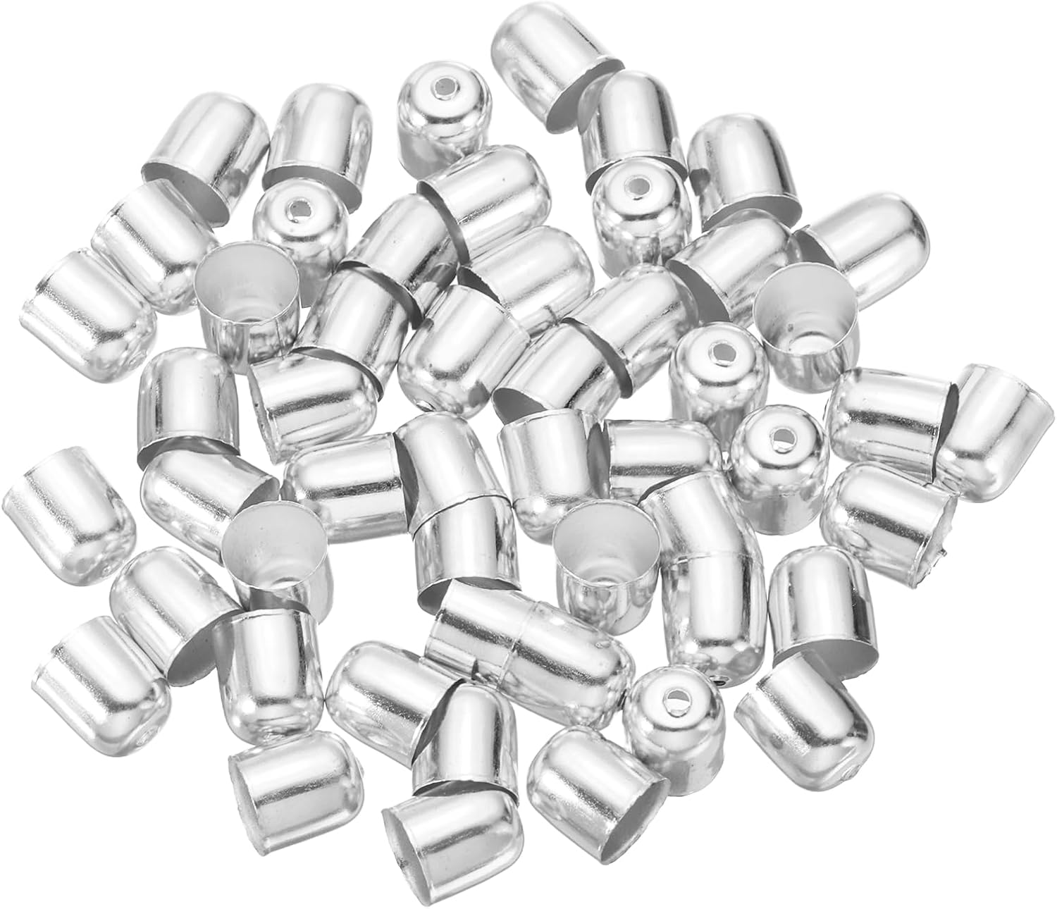 MECCANIXITY Tassel Leather Cords Buckle End Tip Cap White K 50Pcs