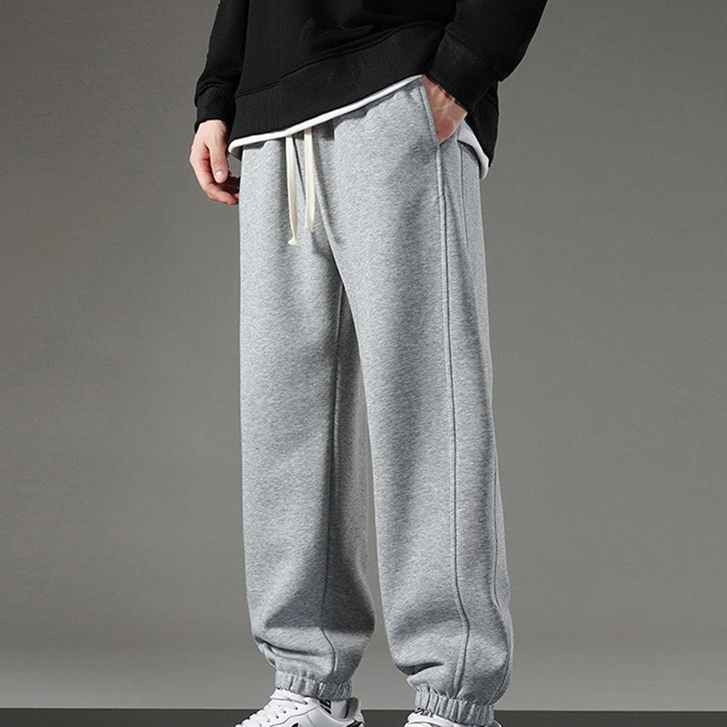 DGHM-JLMY Men's Casual Loose Fit Running Athletic Pants Fashion Drawstring Jogger Sweatpants Elastic Lounge Trousers